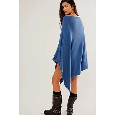 Women's Asymmetric Knit Poncho Top Elegant Lightweight Drape Wrap Sweater Shawl