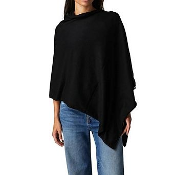 Women's Asymmetric Knit Poncho Top Elegant Lightweight Drape Wrap Sweater Shawl