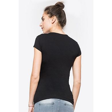 Womens Maternity Nursing Tops Front Knotted V Neck Pullover Tees Short Sleeve Breastfeeding Shirts
