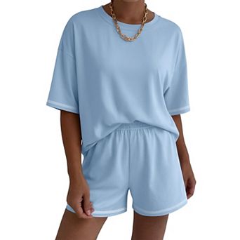 Ekouaer Lounge Sets for Women Two Piece Shorts Moisture Wicking Casual Summer Outfits Matching
