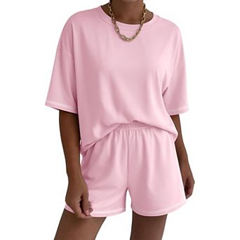 Ekouaer Lounge Sets for Women Two Piece Shorts Moisture Wicking Casual Summer Outfits Matching