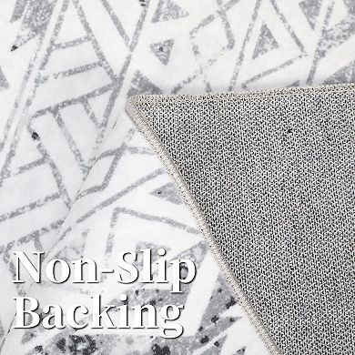 Boho Moroccan Geometric Area Rug - Washable Non Slip Stain Resistant Carpet for Living Room