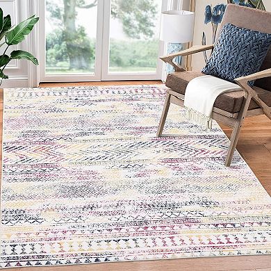 Area Rug for Bedroom Boho Moroccan Farmhouse Rugs Non Slip Backing Soft Carpet Office Rug
