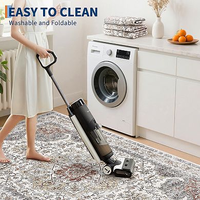 Floral Pattern Area Rug, Non Slip Backing Carpet for Kitchen Bathroom Living Room Hallways Bedroom
