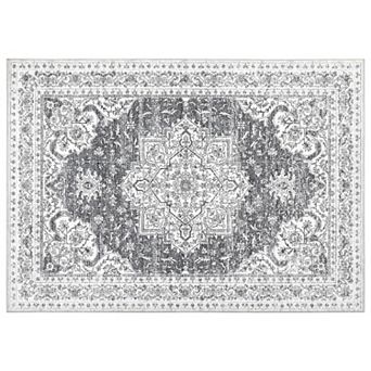Floral Pattern Area Rug, Non Slip Backing Carpet for Kitchen Bathroom Living Room Hallways Bedroom