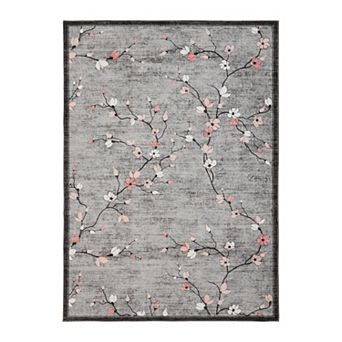 Washable Area Rug for Bedroom, Non-Slip Rug, Vintage Floral Low Pile Carpet for Living Room, Bedroom