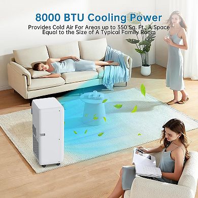 8000 BTU Portable Air Conditioner, 3-in-1 Quiet AC Unit with Remote Control