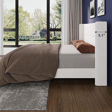 Bed Frame with Wingback Headboard, Velvet Upholstered Platform Bed Frame, No Box Spring Needed