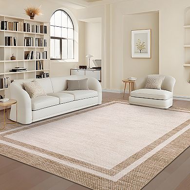 Fashionwu Modern Solid Rug Soft Thin Carpet for Living Room Washable Non Slip Mat for Bedroom