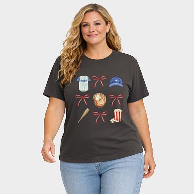 Coquette Baseball Chart - Women's Plus Sized Garment Dyed Graphic T-Shirt