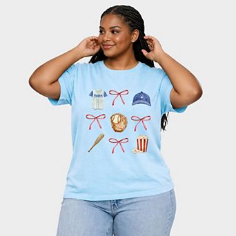 Coquette Baseball Chart - Women's Plus Sized Garment Dyed Graphic T-Shirt