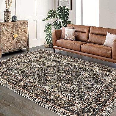 Area Rugs, Washable Rugs for Living Room, Vintage Boho for Office, Dining Room