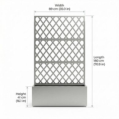 Mobile Galvanized Steel Raised Garden Bed Kit with Trellis & Privacy Screen for Vegetables, Flowers