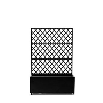 Mobile Galvanized Steel Raised Garden Bed Kit with Trellis & Privacy Screen for Vegetables, Flowers