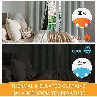 Blackout Curtains, 100% Light Blocking, Thermal Insulated, Noise Reducing Drapes