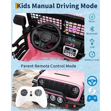 24V 2 Seats Kids Ride on Car with Remote Control, 20" Width Seat for Two 3+ Years Children
