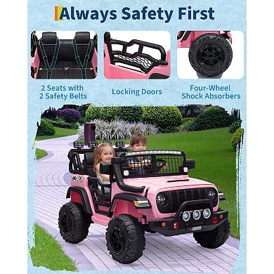 24V 2 Seats Kids Ride on Car with Remote Control, 20" Width Seat for Two 3+ Years Children