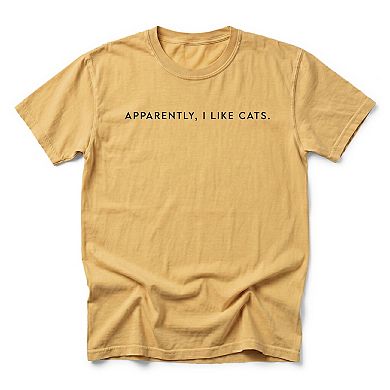 Apparently, I Like Cats - Men's Garment Dyed Graphic T-Shirt