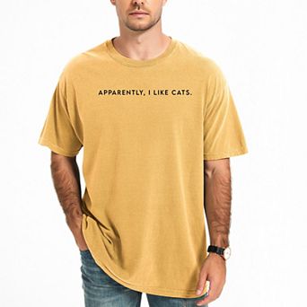 Apparently, I Like Cats - Men's Garment Dyed Graphic T-Shirt