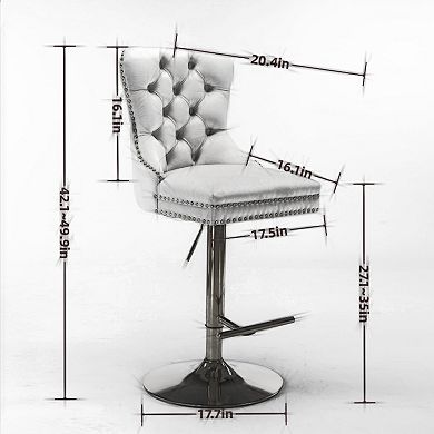Pnronnc Swivel Velvet Barstools Upholstered Bar Stools wTufted Pub Chairs Breakfast Bar Chairs