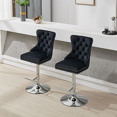 Pnronnc Swivel Velvet Barstools Upholstered Bar Stools wTufted Pub Chairs Breakfast Bar Chairs