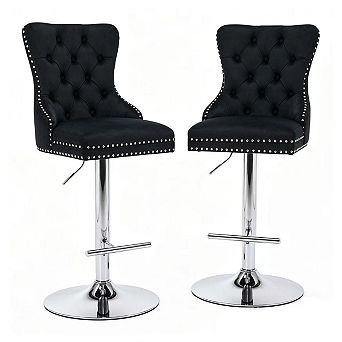 Pnronnc Swivel Velvet Barstools Upholstered Bar Stools wTufted Pub Chairs Breakfast Bar Chairs