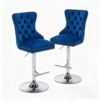 Pnronnc Swivel Velvet Barstools Upholstered Bar Stools wTufted Pub Chairs Breakfast Bar Chairs