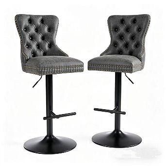 Pnronnc Swivel Velvet Barstools Upholstered Bar Stools wTufted Pub Chairs Breakfast Bar Chairs