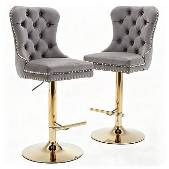 Pnronnc Swivel Velvet Barstools Upholstered Bar Stools wTufted Pub Chairs Breakfast Bar Chairs