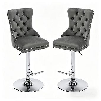 Pnronnc Swivel Velvet Barstools Upholstered Bar Stools wTufted Pub Chairs Breakfast Bar Chairs