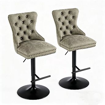 Pnronnc Swivel Velvet Barstools Upholstered Bar Stools wTufted Pub Chairs Breakfast Bar Chairs