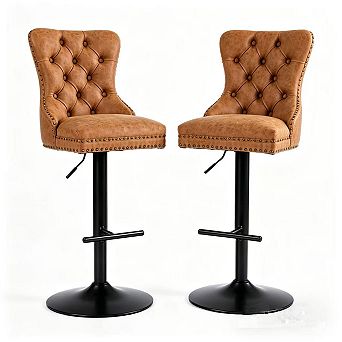Pnronnc Swivel Velvet Barstools Upholstered Bar Stools wTufted Pub Chairs Breakfast Bar Chairs