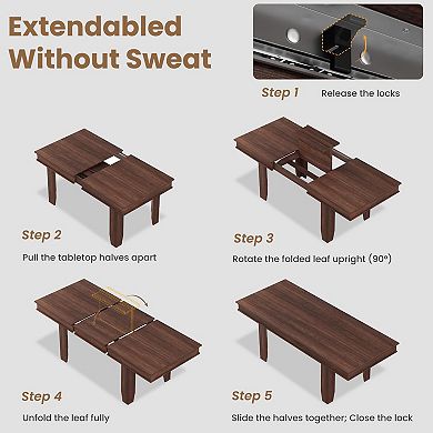 Wood Extendable Dining Table for 6-10 People, with Seamless Extension from 63 to 86.6 Inches