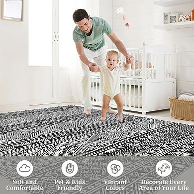 Area Rug, Moroccan Boho Design, Non-Shedding & Easy to Clean