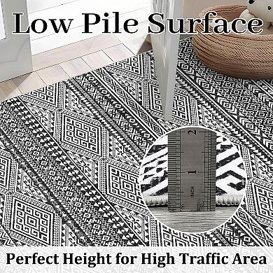 Area Rug, Moroccan Boho Design, Non-Shedding & Easy to Clean