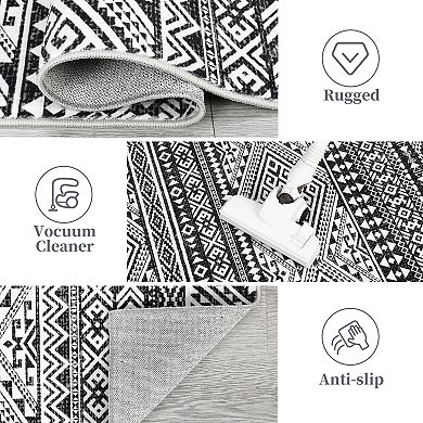 Area Rug, Moroccan Boho Design, Non-Shedding & Easy to Clean