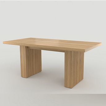 Modern 71" Dining Table,Wood Rectangular Table with Storage & Fluted Legs,for Kitchen&Dining Room