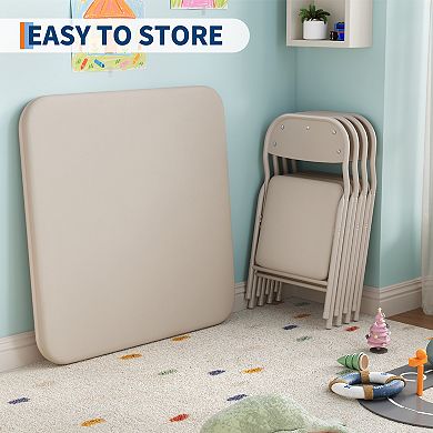 Kids Folding Table and Chairs Set, Toddler Activity Table for Dining Room Daycare Classroom