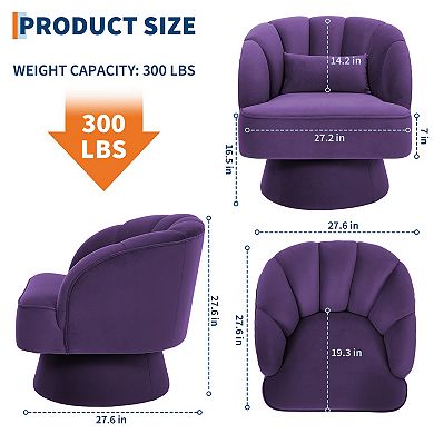 Velvet Upholstered Modern Armchair with Striped Backrest & Plush Padding