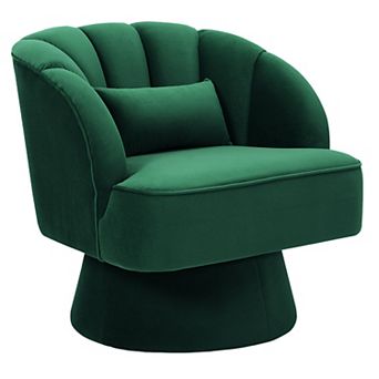 Velvet Upholstered Modern Armchair with Striped Backrest & Plush Padding