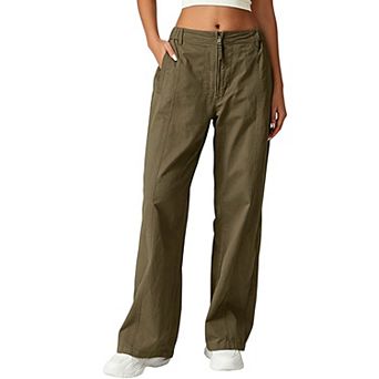 Women's High Waist Straight Leg Pants, Casual Loose Fit Trousers with Zipper Pockets