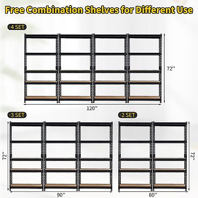 5-Tier Heavy Duty Storage, Adjustable Metal Shelving Rack