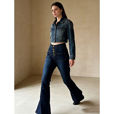 Women's High Waist Stretch Flared JeansComfort Fit Denim Pants