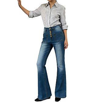 Women's High Waist Stretch Flared JeansComfort Fit Denim Pants