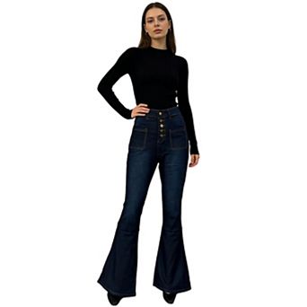 Women's High Waist Stretch Flared JeansComfort Fit Denim Pants