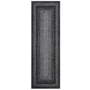 Washable Boho Braided Print Rug, Non Slip, Farmhouse Rustic Accent Carpet for Living Room, Bedroom
