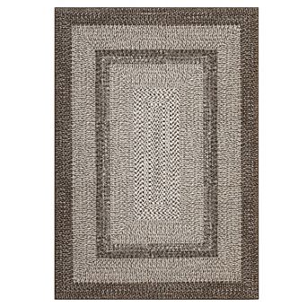 Washable Boho Braided Print Rug, Non Slip, Farmhouse Rustic Accent Carpet for Living Room, Bedroom