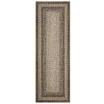 Washable Boho Braided Print Rug, Non Slip, Farmhouse Rustic Accent Carpet for Living Room, Bedroom