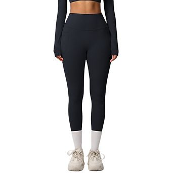 Women's Thick High Waist Capris Yoga Pants With Pockets Tummy Control Workout Running Leggings