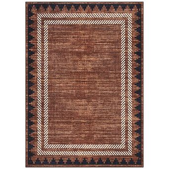 Area Rugs, Washable Rugs for Living Room, Vintage Boho, Durable Low Pile Non-Slip Area Rug